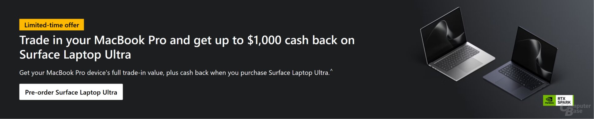 In den USA und Kanada zahlt Microsoft Surface-Laptop-Ultra-Käufern beim Trade-in eines MacBook Pro bis zu 1.000 USD zusätzlich an Cashback